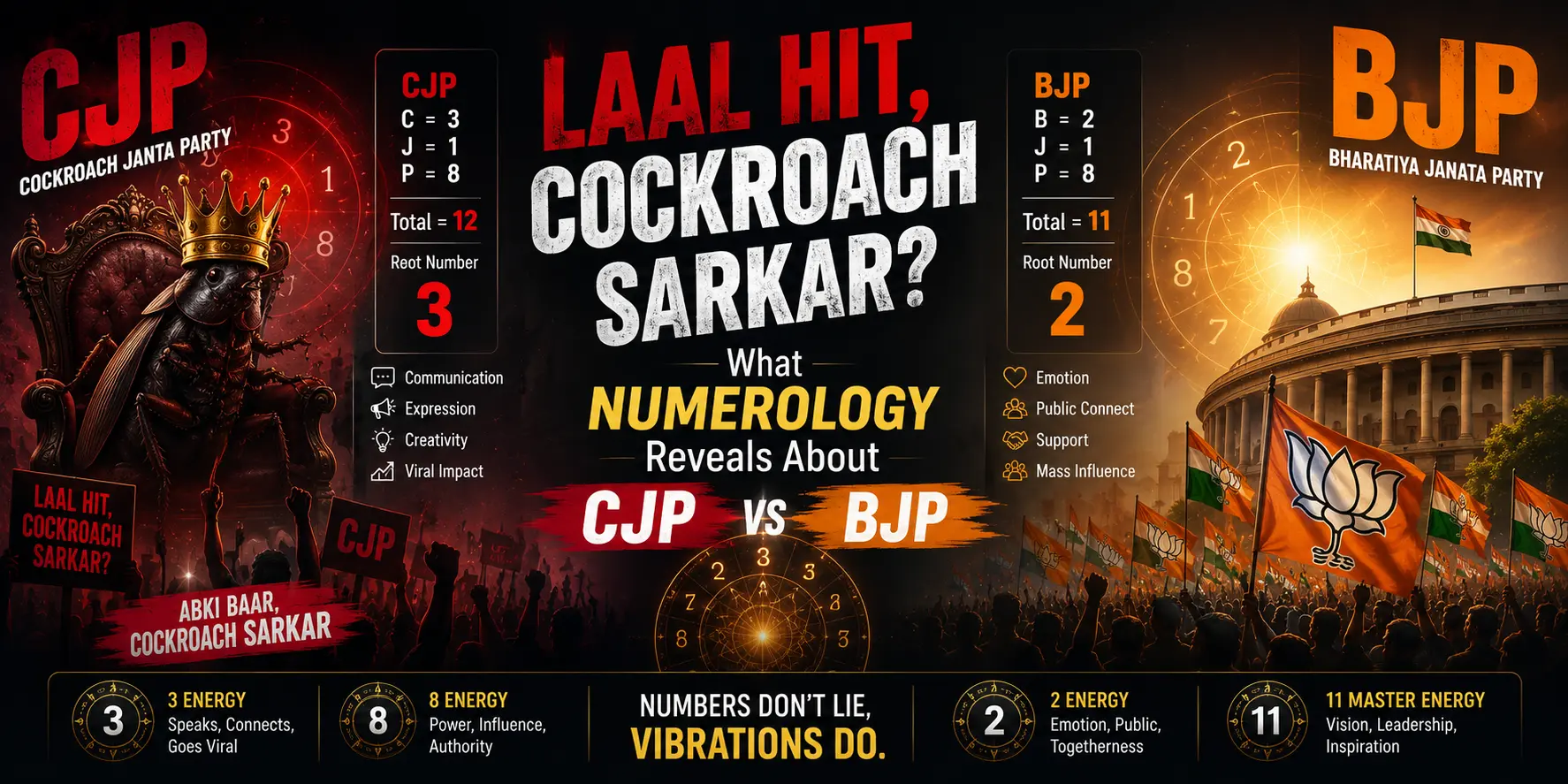 Laal Hit, Cockroach Sarkar What Numerology Reveals About CJP vs BJP